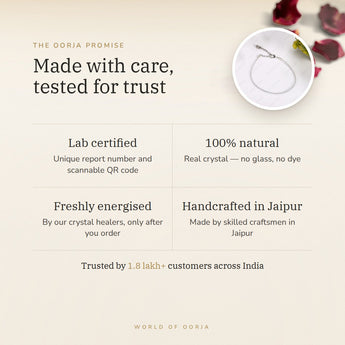 The Oorja promise – Clear Quartz Anklet, certified and energised after you order