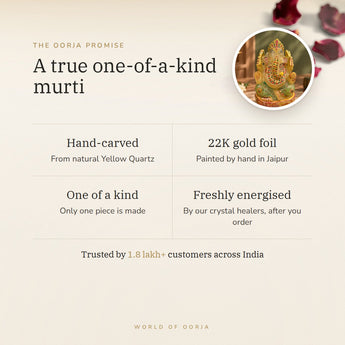 The Oorja promise – Hand-Painted Yellow Quartz Ganesha (533 g)
