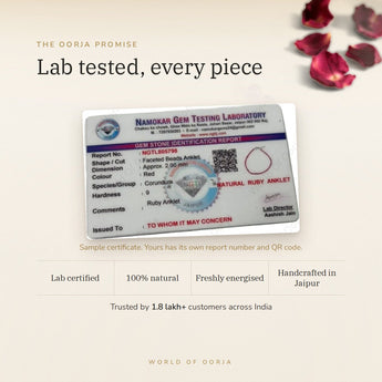 Ruby Anklet certificate – The Oorja promise