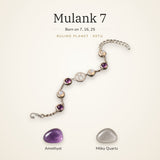 Mulank 7 Ketu Charm Bracelet – Amethyst & Milky Quartz – Mulank 7 Ketu charm bracelet on a plain background