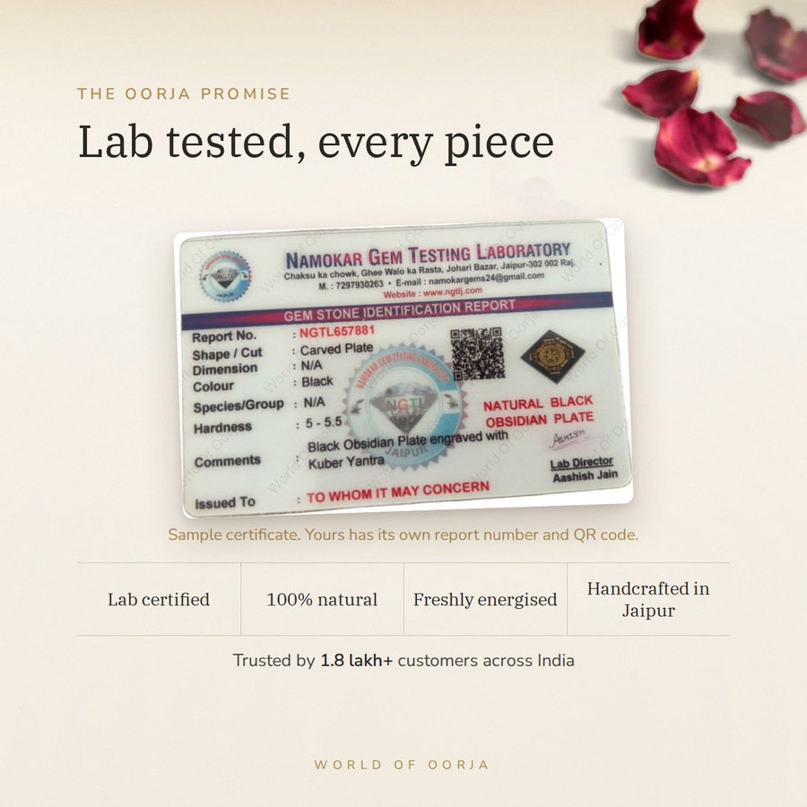 Shree Kuber Yantra – Wealth & Prosperity lab certificate – World of Oorja