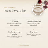 How to wear your Milky Quartz Bracelet – left wrist, three slow breaths, recharge on selenite or moonlight
