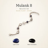 Mulank 8 Saturn Charm Bracelet – Lapis Lazuli & Black Tourmaline – Mulank 8 Saturn charm bracelet on a plain background