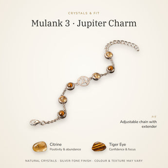 Mulank 3 bracelet crystals and fit – Citrine, Tiger Eye, adjustable chain