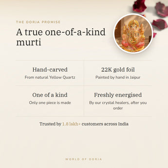 The Oorja promise – Hand-Painted Yellow Quartz Ganesha (714 g)
