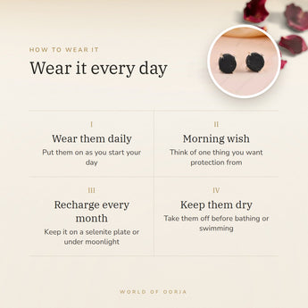 How to wear your Raw Black Tourmaline Studs – daily wear, recharge on selenite or moonlight