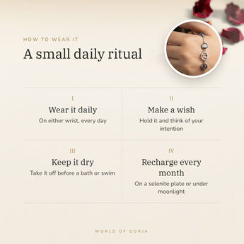 How to wear your Mulank 7 Ketu Charm Bracelet – daily ritual, recharge on selenite or moonlight