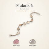 Mulank 6 Venus Charm Bracelet – Rose Quartz & Milky Quartz – Mulank 6 Venus charm bracelet on a plain background