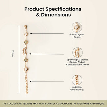 Gemini bracelet specifications – gold
