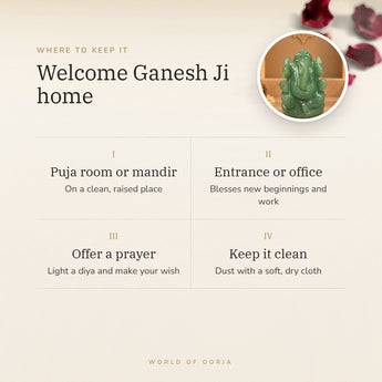 Jade Ganesh Ji Murti (229 g) – welcome ganesh ji home, how to use and where to keep it