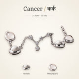 Cancer zodiac constellation bracelet for women with Howlite and Milky Quartz – silver