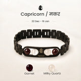 Capricorn zodiac bracelet with Garnet and Milky Quartz – Makar rashi crystal bracelet