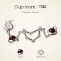 Capricorn zodiac constellation bracelet for women with Garnet and Milky Quartz – silver