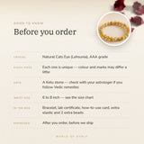 Cat's Eye bracelet – before you order: size, what is in the box, energised after order