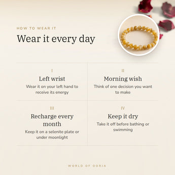 How to wear your Cat's Eye bracelet – left wrist, morning wish, recharge on selenite or moonlight