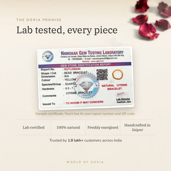 Citrine bracelet lab certificate with QR code – The Oorja promise
