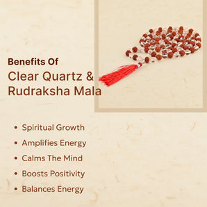 Clear Quartz and Rudraksha Mala - WorldOfOorja