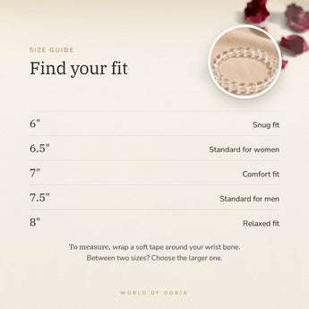 Clear Quartz bracelet size guide – 6 to 8 inch