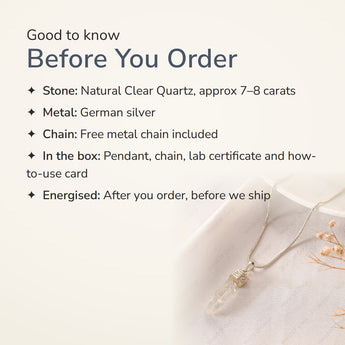 Clear Quartz Pencil Pendant – good to know before you order