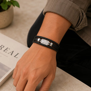 Clear Quartz Leather Bracelet – image 3