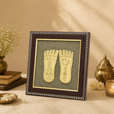 Lakshmi Charan Paduka on Raw Pyrite Frame – Wealth & Blessings – view 5