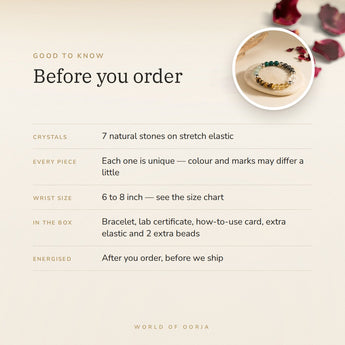 Dhan Yog bracelet – before you order: size, what is in the box, energised after order