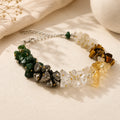 Dhan Yog chips bracelet with raw jade, pyrite, clear quartz, citrine and tiger eye nuggets and gold spacer beads – World of Oorja