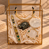 Dhan Yog Couple Gift Box with men's and women's Dhan Yog bracelets, pyrite tortoise and selenite plate