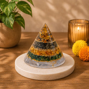 Dhan Yog Energy Pyramid with Selenite Base - WorldOfOorja