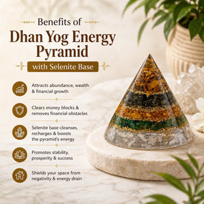 Dhan Yog Energy Pyramid with Selenite Base - WorldOfOorja
