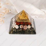 Dhanlabh Pyramid with Shree Yantra, Rudraksha, Gomti Chakra & Pyrite - WorldOfOorja