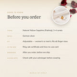 Yellow Sapphire (Pukhraj) Ring – good to know before you order: what is in the box, energised after order