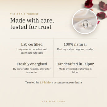 The Oorja promise – Clear Quartz (Sphatik) Ring, lab certified and energised after you order