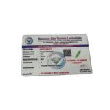 Lab certification report for a natural fluorite pendant on a white background