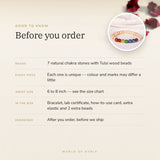 7 Chakra with Wooden Beads Bracelet – before you order: size, what is in the box, energised after order