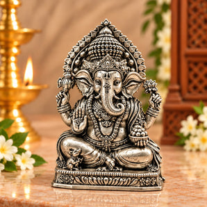 Ganesha idol in silver plated finish