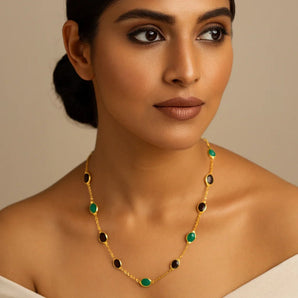 Garnet and Green Onyx Necklace - WorldOfOorja