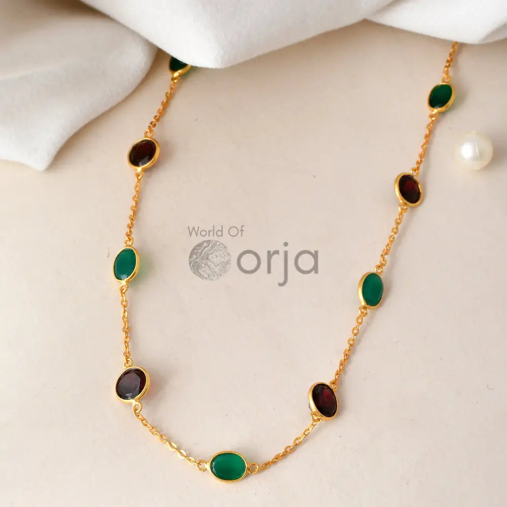 Garnet And Green Onyx Necklace