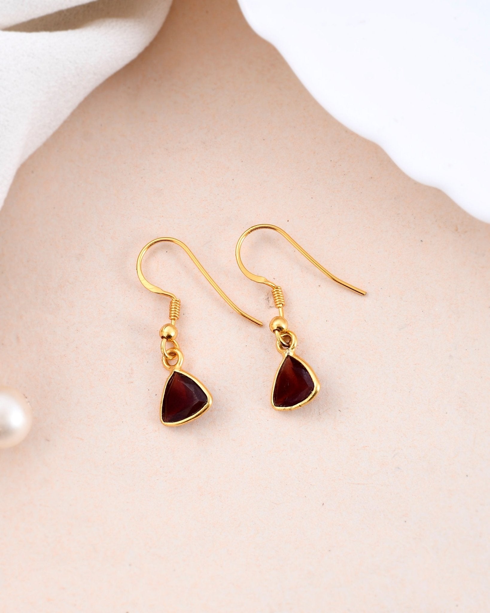 Garnet Hanging Earring - WorldOfOorja