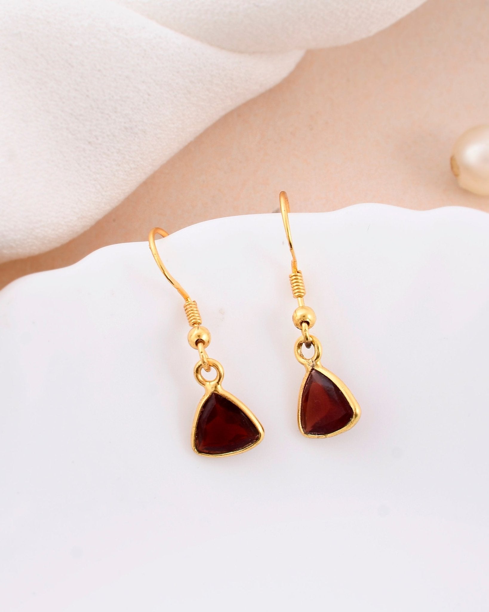 Garnet Hanging Earring - WorldOfOorja