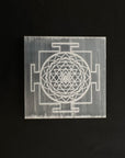 Gemstone Charging Selenite Plate - Shree Yantra Engraved - WorldOfOorja