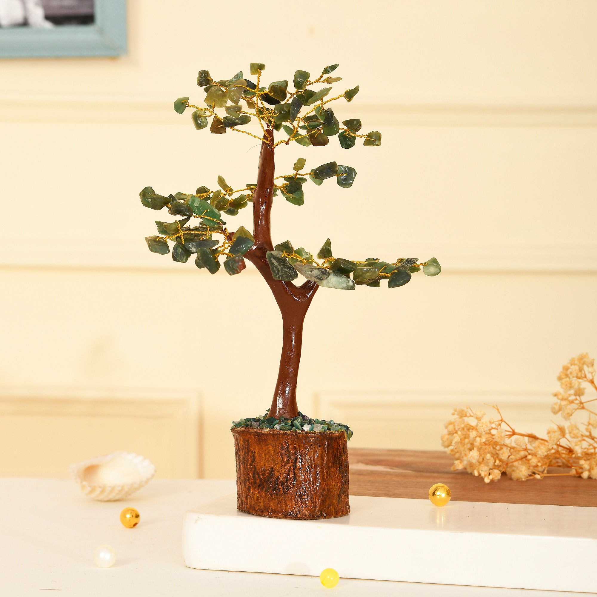 Green Jade gemstone tree - WorldOfOorja