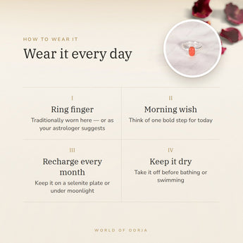 How to wear your Red Coral (Moonga) Ring – daily wear, morning wish, recharge on selenite or moonlight