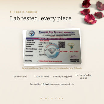 Opal Ring lab certificate with QR code – The Oorja promise