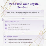 Instructions on how to use a crystal pendant with a decorative background