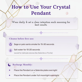 Instructions on how to use a crystal pendant with a decorative background