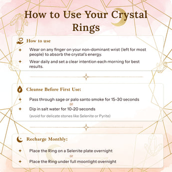 Instructions on how to use crystal rings with a decorative background