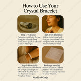Instructions on how to use a crystal bracelet with images and text.