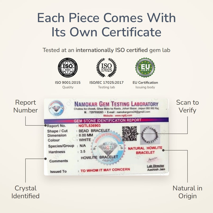 Howlite Bracelet – The Patience Stone lab certificate – World of Oorja