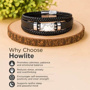 Howlite Leather Bracelet — Patience, Calm & Steady Presence